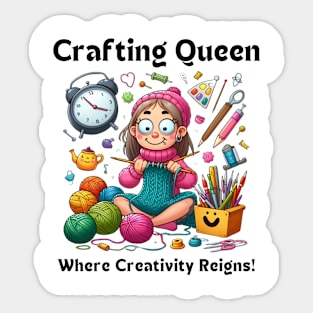 Crafting Queen:  Where Creativity Reigns Knitting Sticker